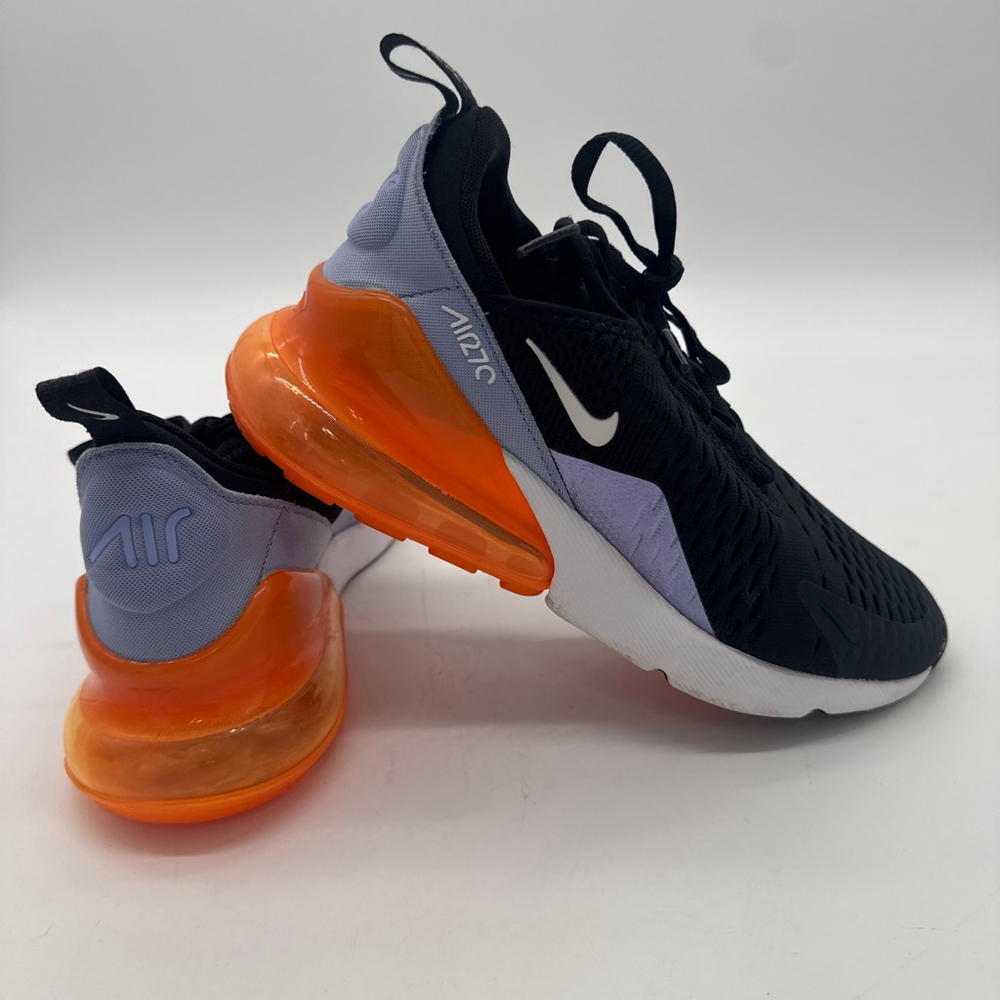YOUTH Nike Air Max 270 Black Orange Sneakers Size 5Y